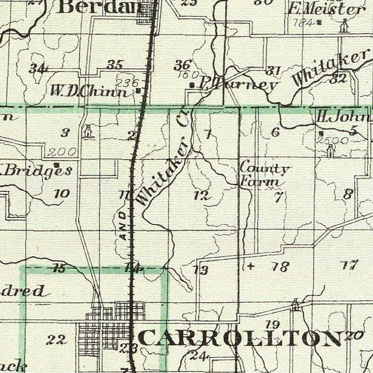 Vintage Map of Greene County, Illinois 1876