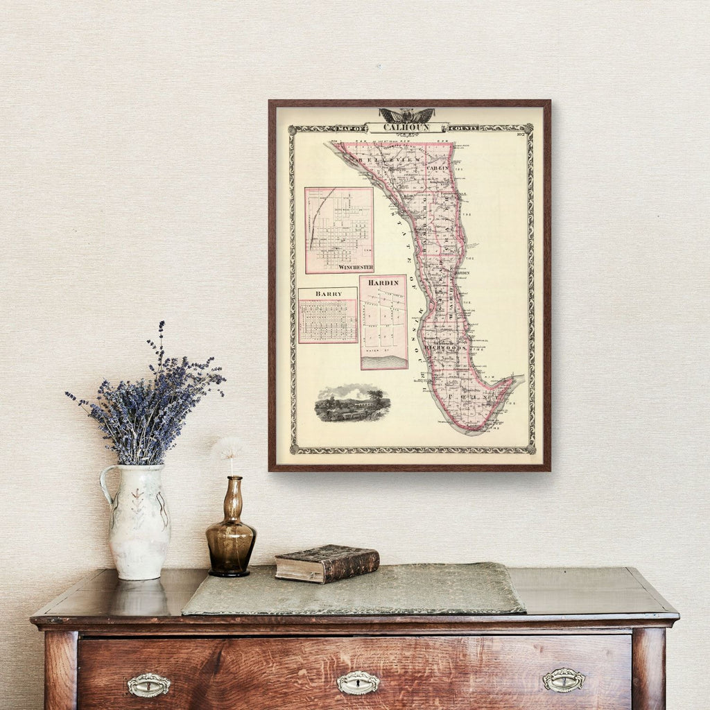 Vintage Map of Calhoun County, Illinois 1876
