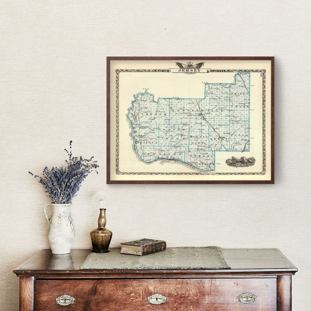Vintage Map of Jersey County, Illinois 1876