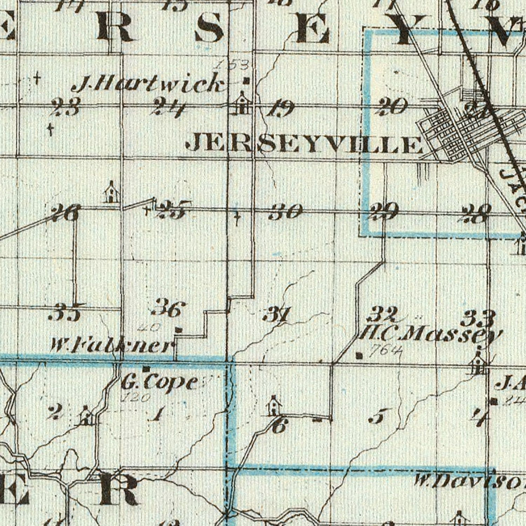 Vintage Map of Jersey County, Illinois 1876