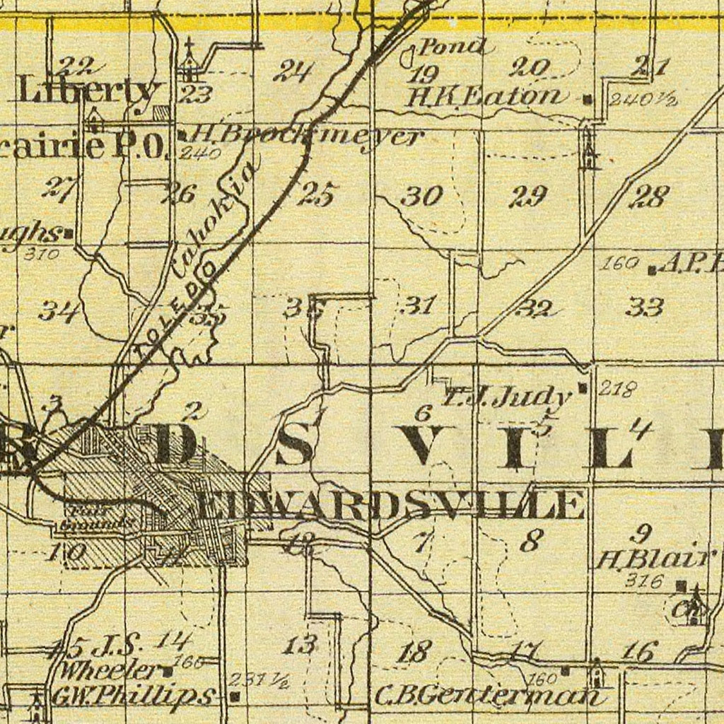 Vintage Map of Madison County, Illinois 1876