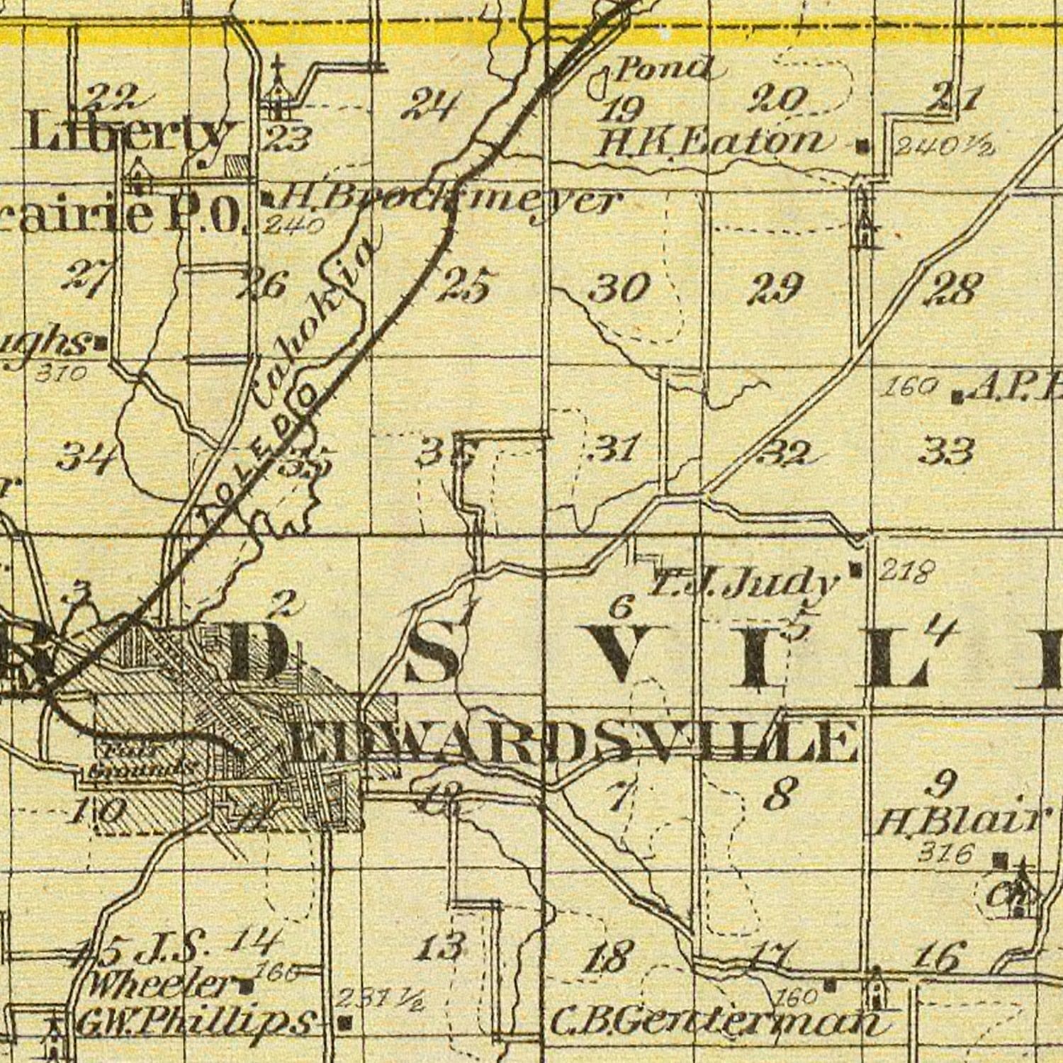 Vintage Map of Madison County, Illinois 1876