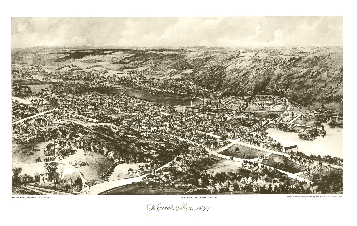 Vintage Map of Hopedale, Massachusetts 1899
