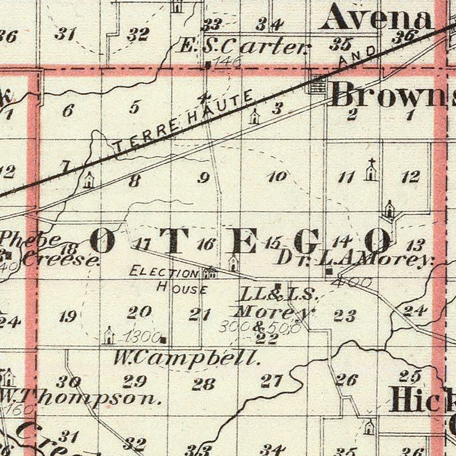 Vintage Map of Fayette County, Illinois 1876