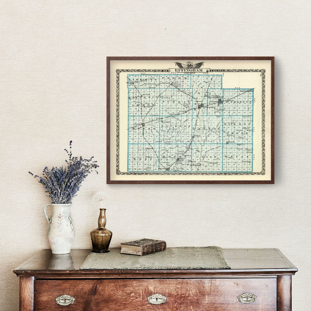Vintage Map of Effingham County, Illinois 1876
