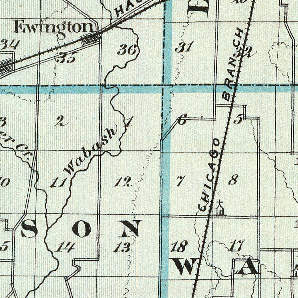 Vintage Map of Effingham County, Illinois 1876
