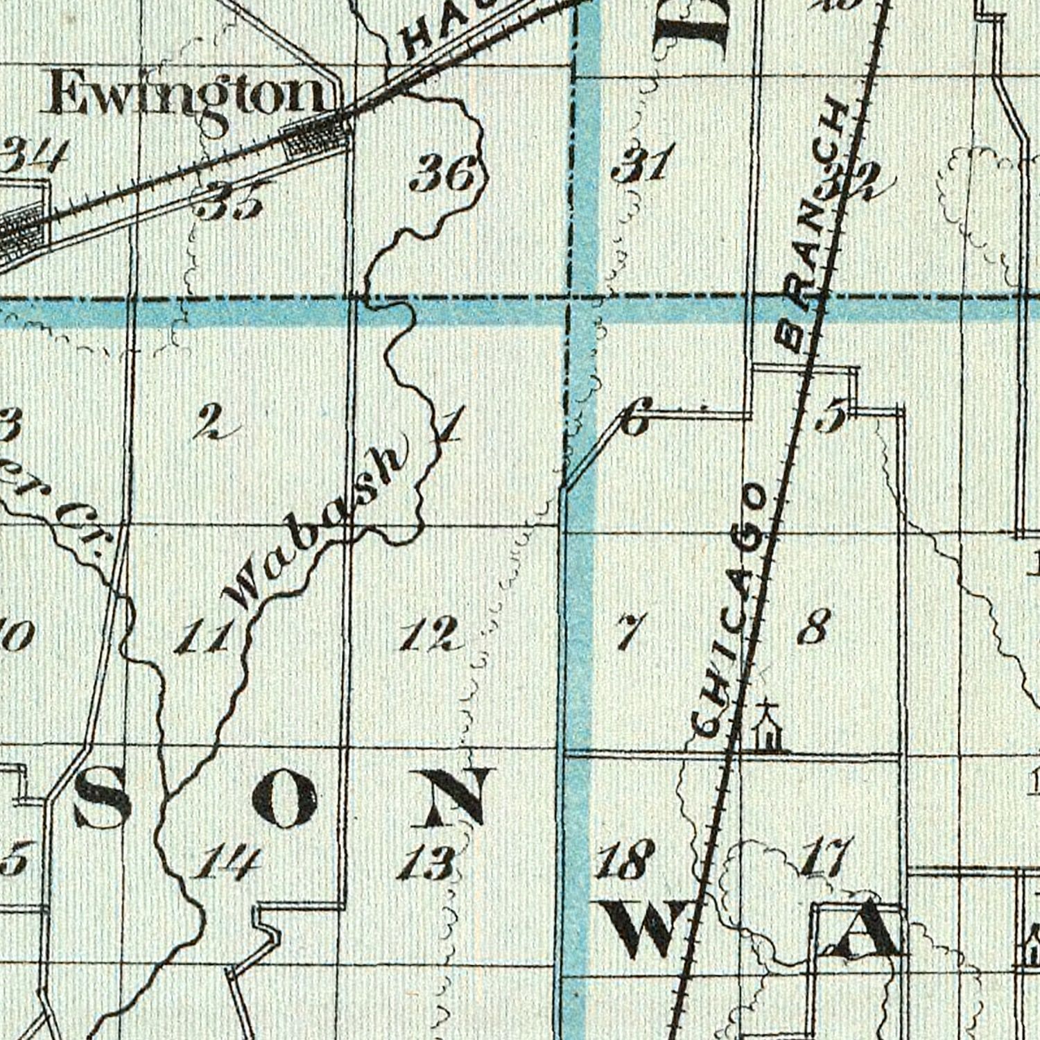 Vintage Map of Effingham County, Illinois 1876