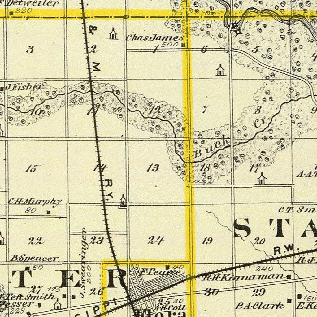 Vintage Map of Clay County, Illinois 1876