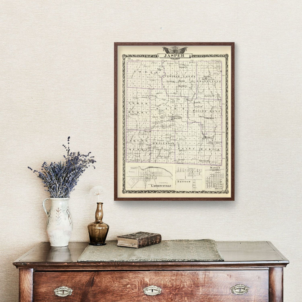 Vintage Map of Jasper County, Illinois 1876