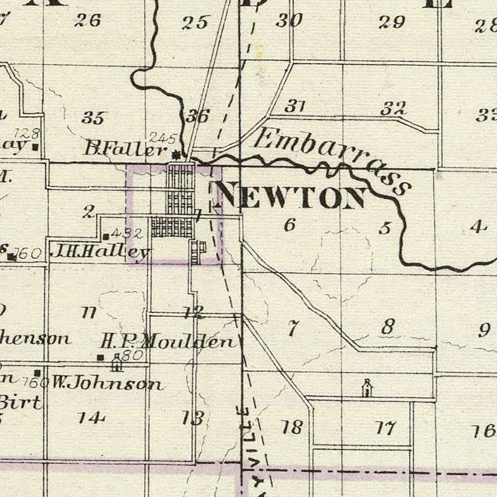 Vintage Map of Jasper County, Illinois 1876