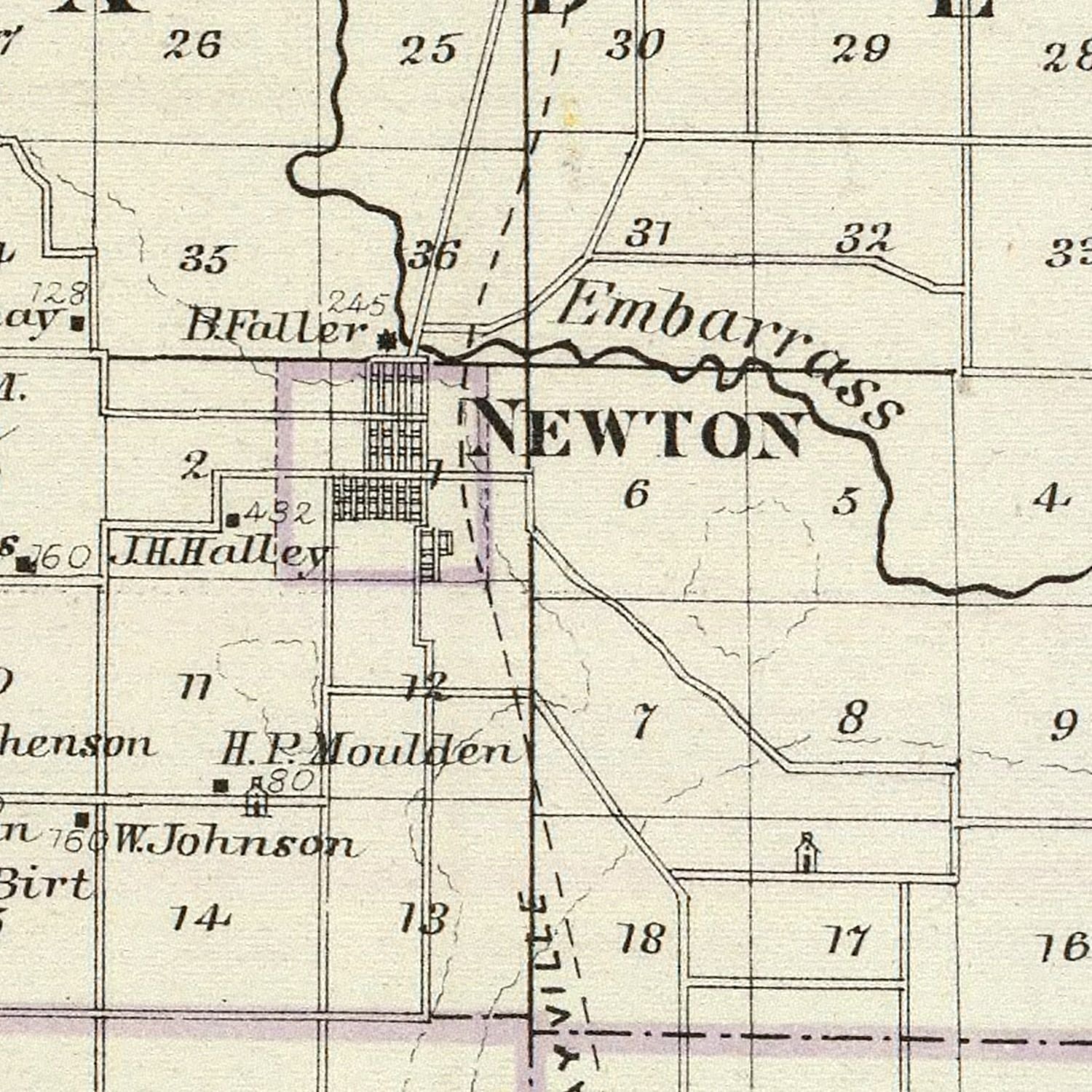 Vintage Map of Jasper County, Illinois 1876