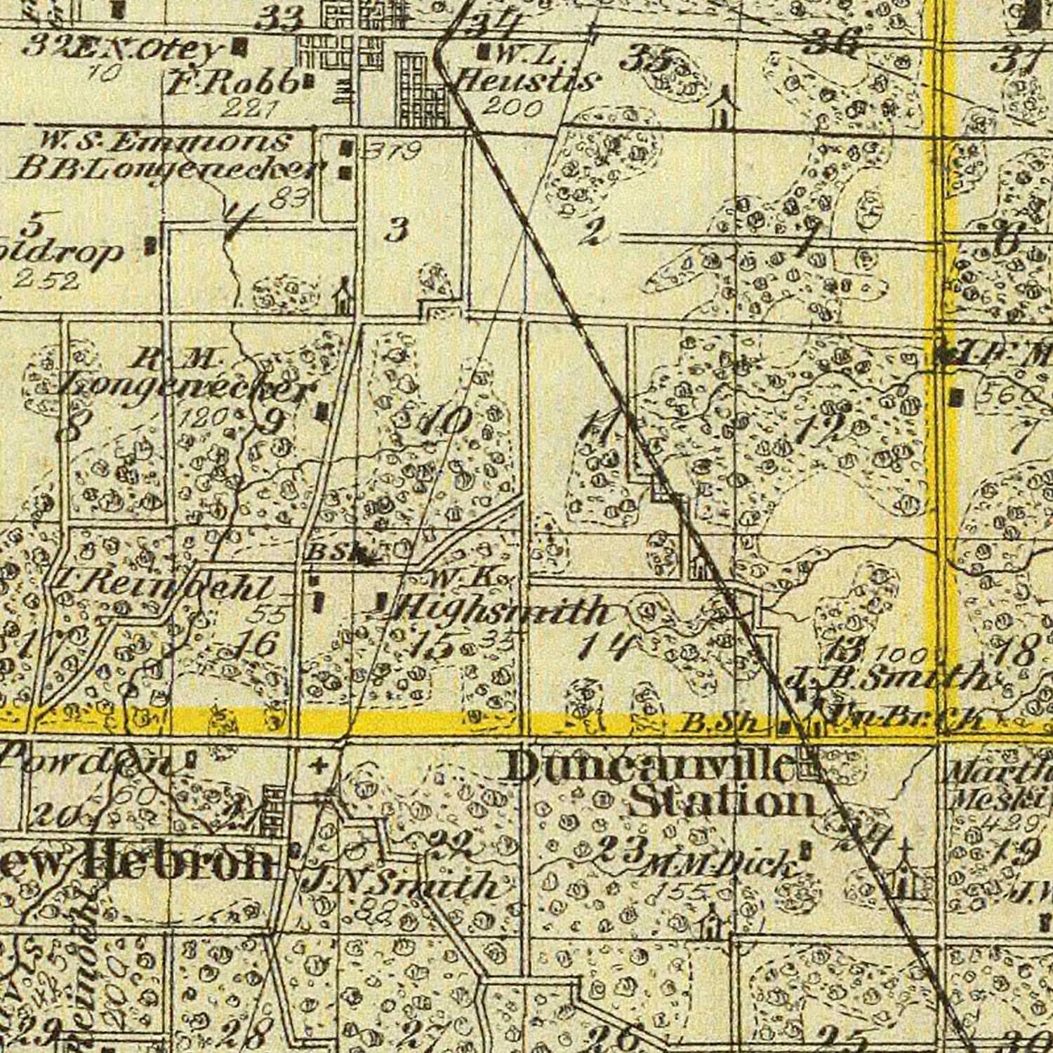 Vintage Map of Crawford County, Illinois 1876