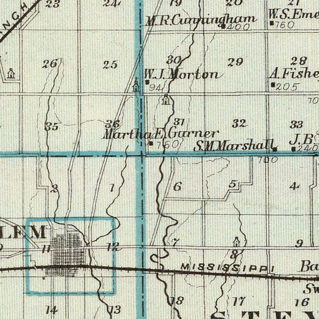 Vintage Map of Marion County, Illinois 1876