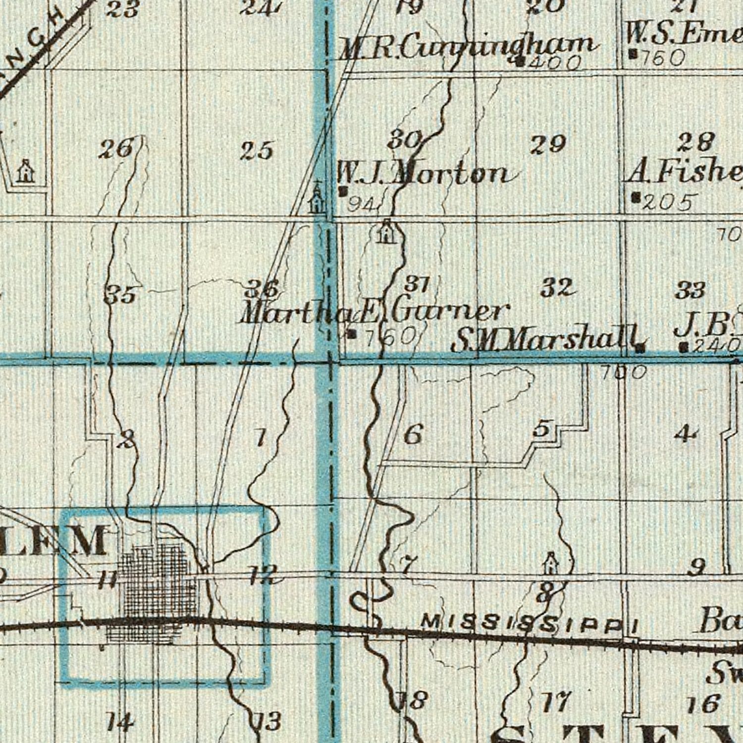 Vintage Map of Marion County, Illinois 1876