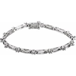14K White Gold 2 mm Round Line 7" Bracelet Mounting
