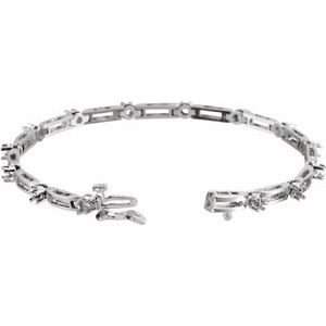 14K White Gold 3 mm Round Line 7" Bracelet Mounting – image 2