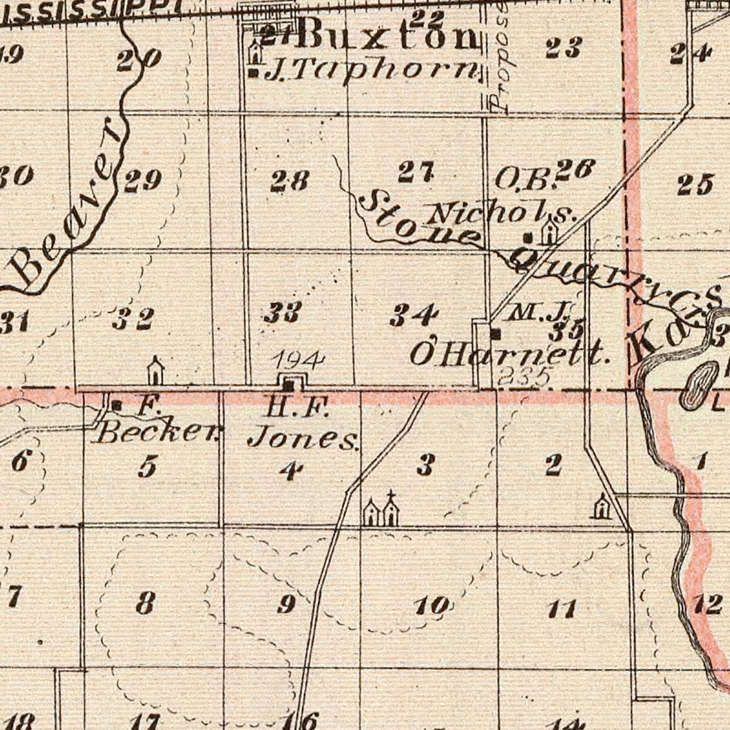 Vintage Map of Clinton County, Illinois 1876