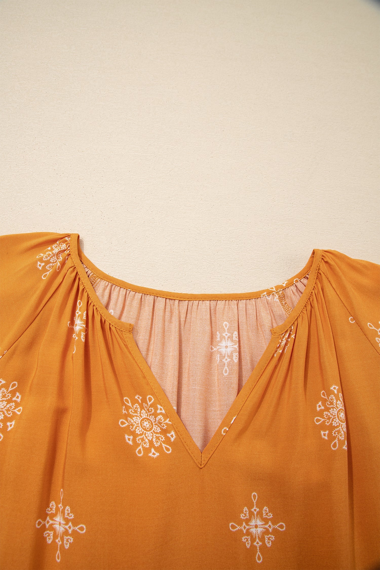 Plus Size Floral Boho Chic Notch V-Neck Top