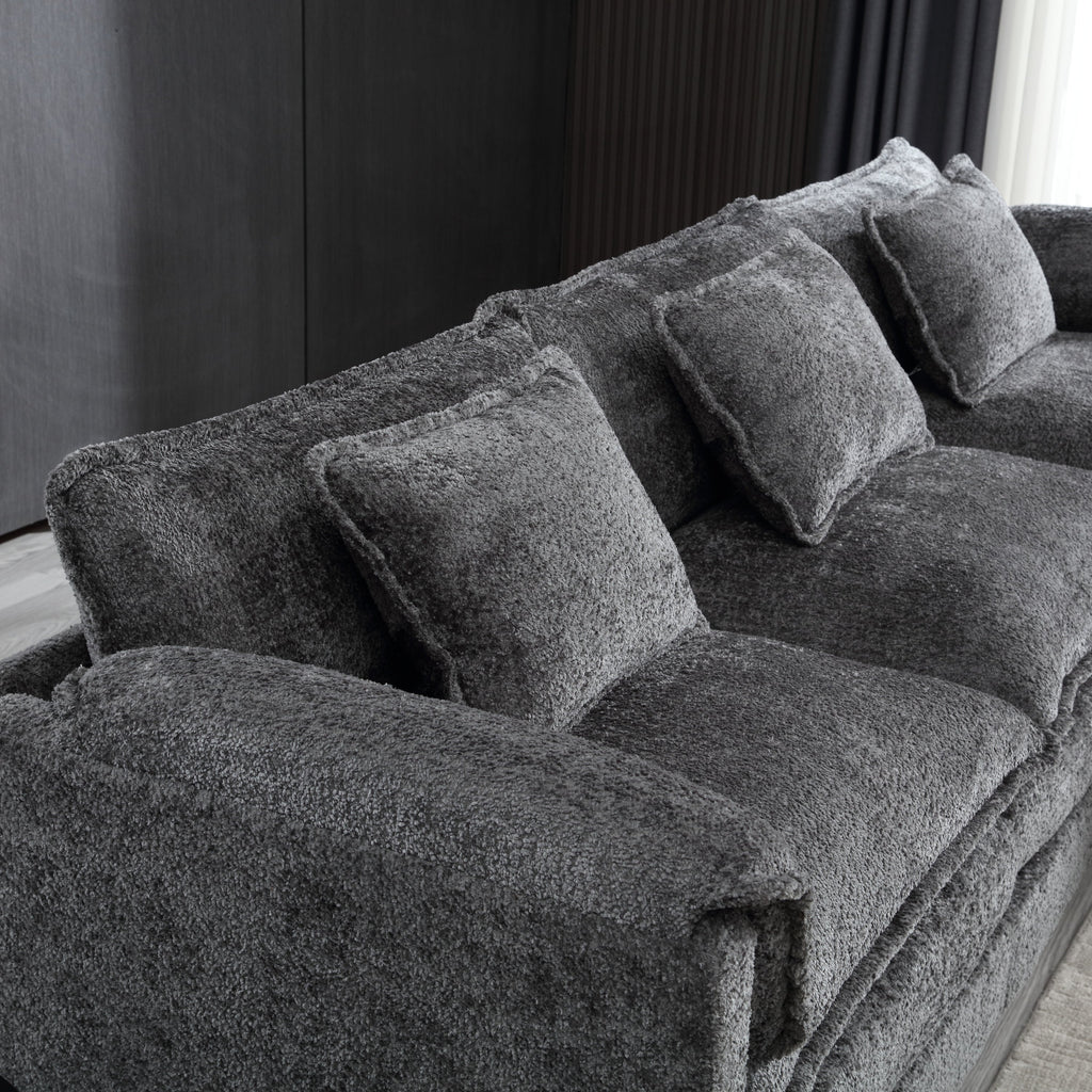 UNITED WE WIN 112' Oversized Sectional Sofa Cloud Couch for Living Room, Modern Chenille L Shaped Couch, Comfy Boucle Modular Sofa Sleeper with Moveable Ottoman & Memory Foam