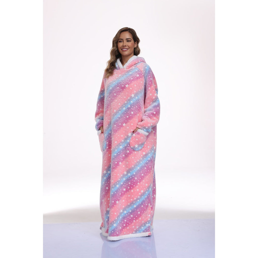 Oversized Wearable Hooded Blanket Glow In The Dark Print for Women