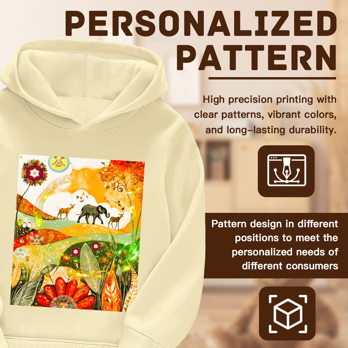 Child's Animal Parade Front Design Long Sleeve Hoodie