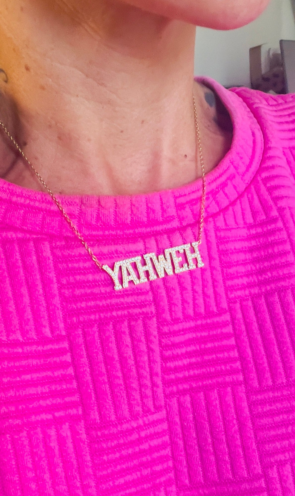 JESUS/YAHWEH CZ gold or silver 18k necklace