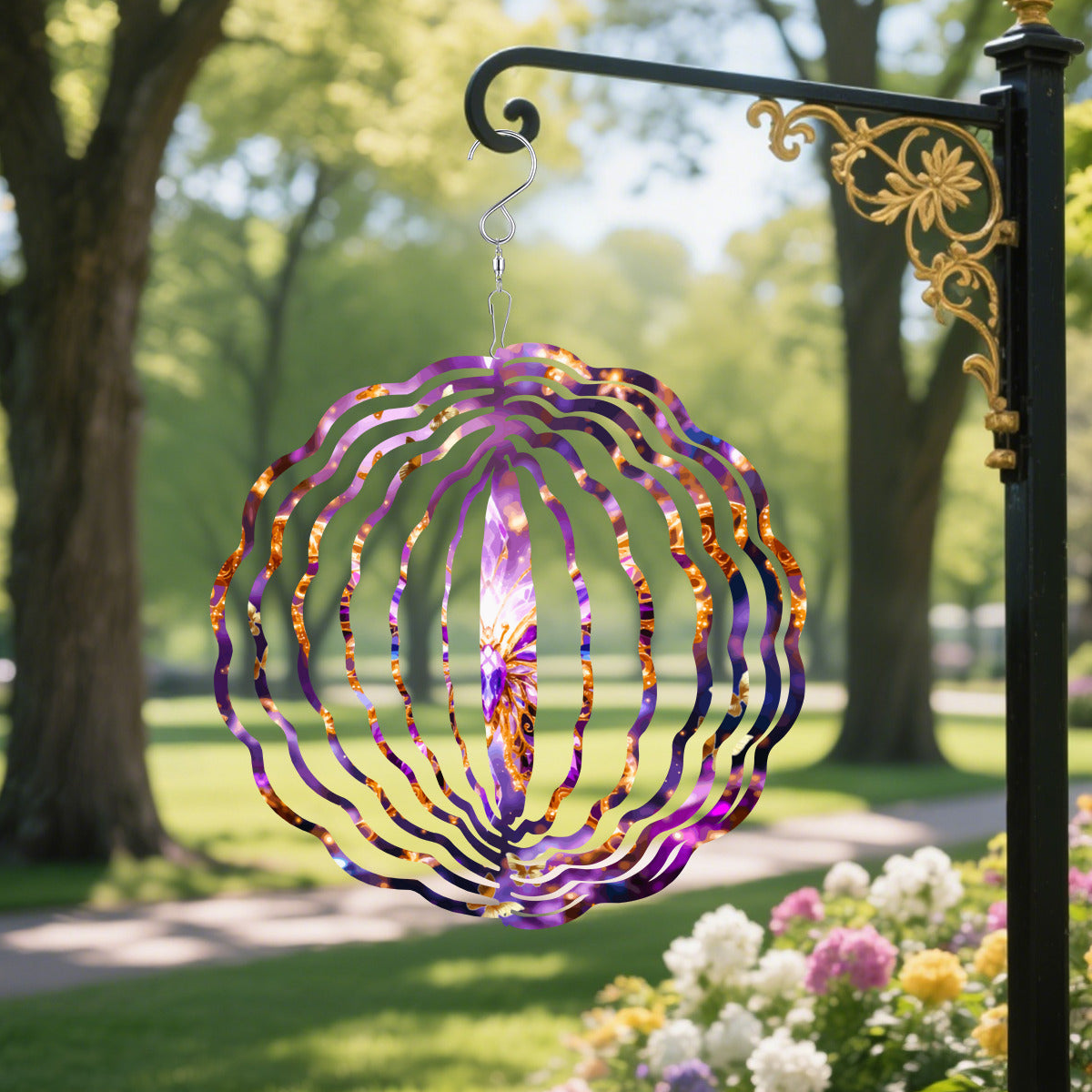 Purple Crystal Butterfly 3D Wind Spinner Outdoor Decor