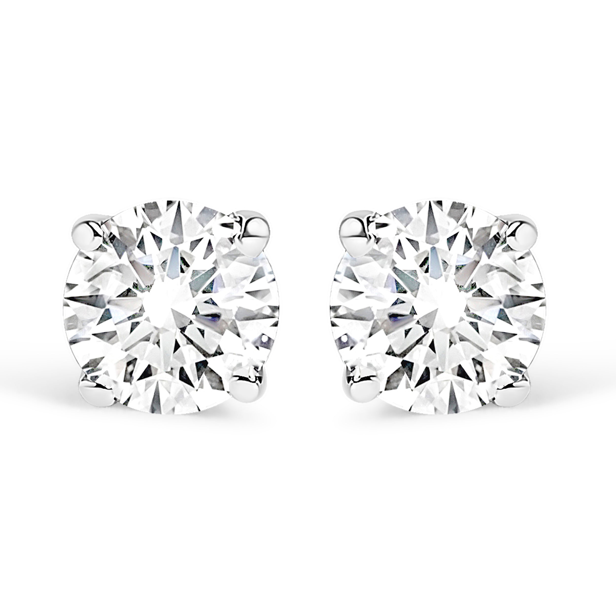 .925 Sterling Silver 1/5 Cttw Round Lab Grown Diamond Classic 4-Prong Solitaire Stud Earrings (F-G Color, VS1-VS2 Clarity)