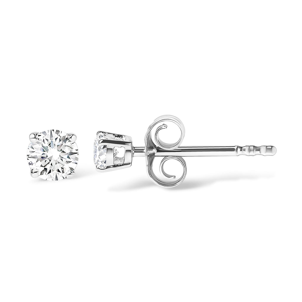 14K White Gold 5/8 Cttw Round Brilliant-Cut Lab Grown Diamond Classic 4-Prong Push back Stud Earrings (F-G Color, VS1-VS2 Clarity)