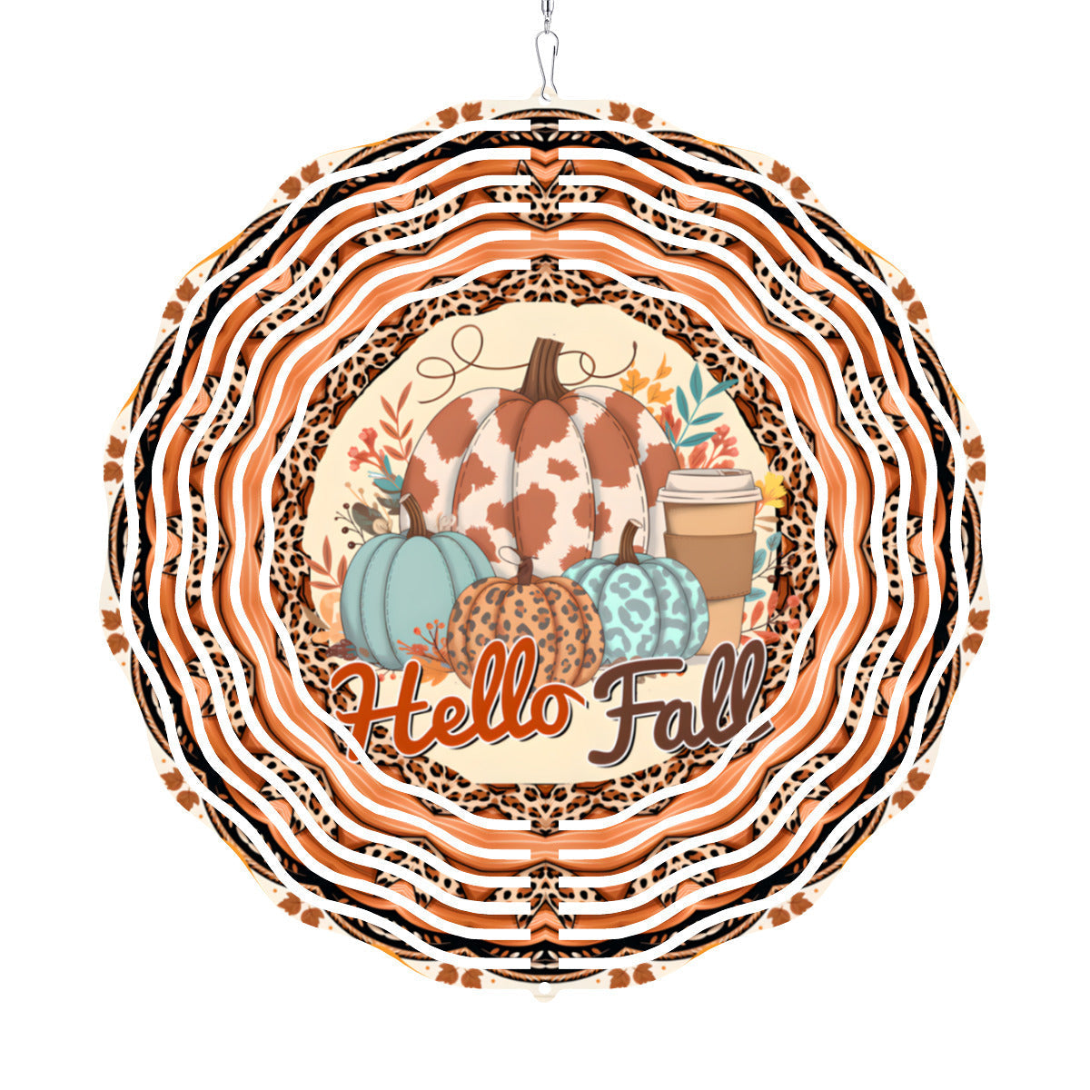 Hello Fall Pumpkins Wind Spinner Outdoor Decor