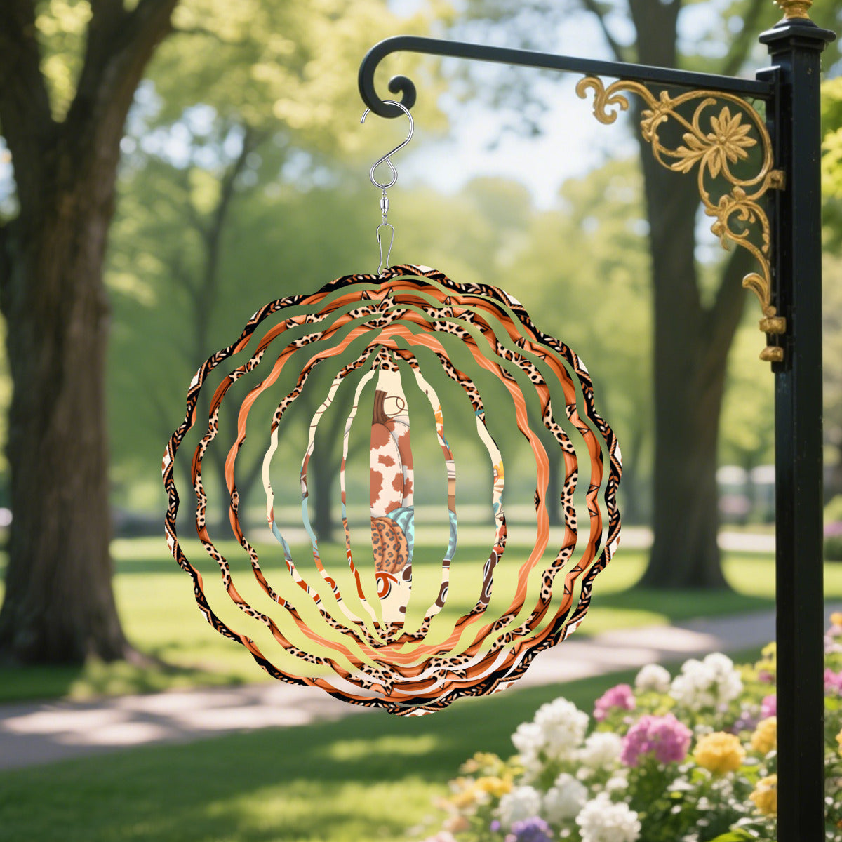Hello Fall Pumpkins Wind Spinner Outdoor Decor