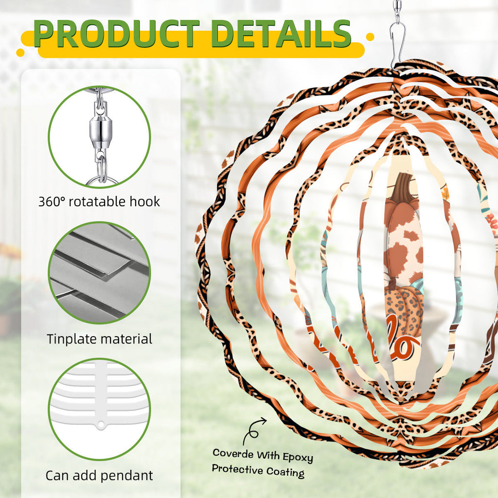 Hello Fall Pumpkins Wind Spinner Outdoor Decor