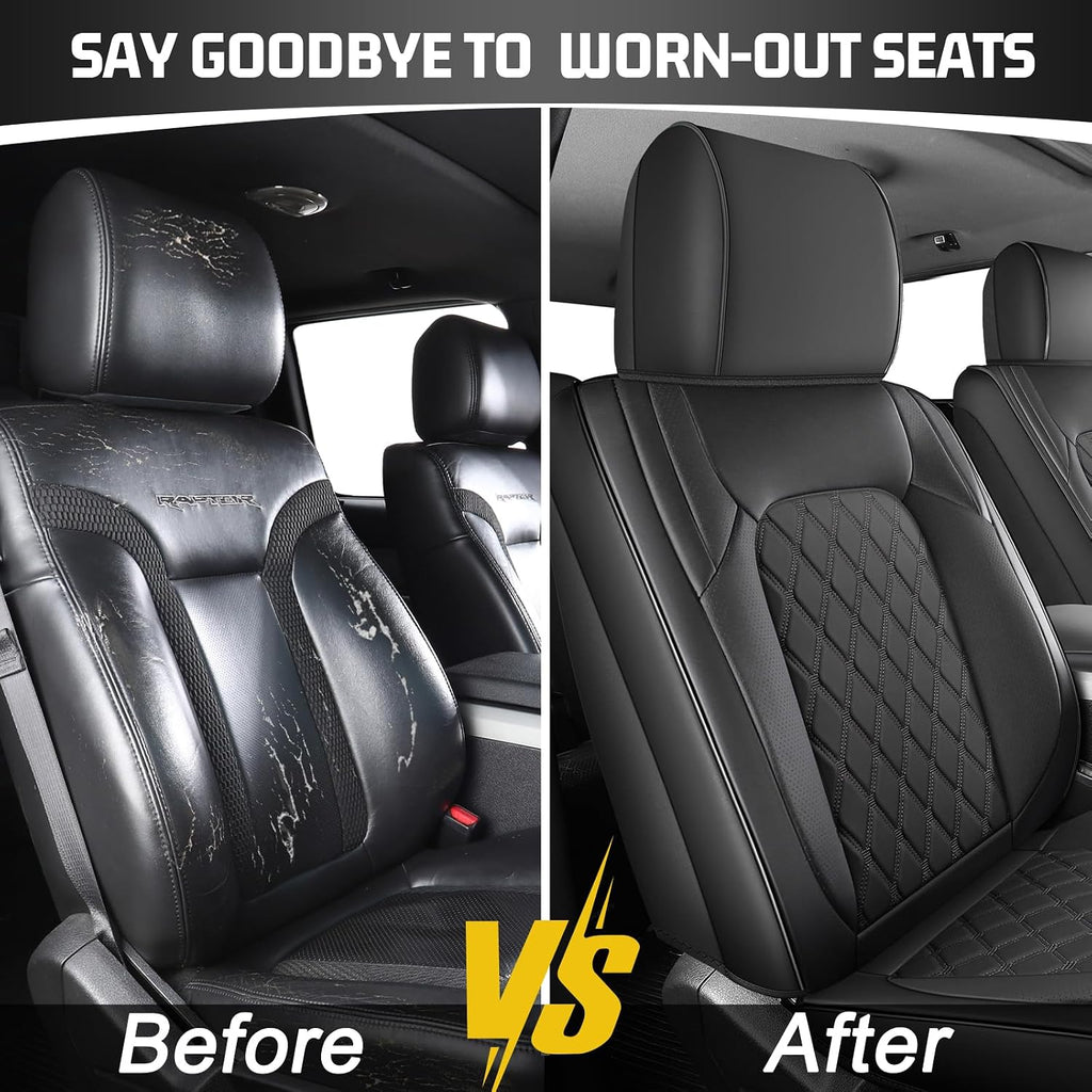 Umbrauto Seat Cover for Chevy Silverado/GMC Sierra 1500 2007-2013&2019-2026,3D Laser-Scan Custom Fit 2500/3500HD 2020-2026 Crew/Double Cab, Nappa Leather, Waterproof, Full Coverage, Airbag Compatible,Black