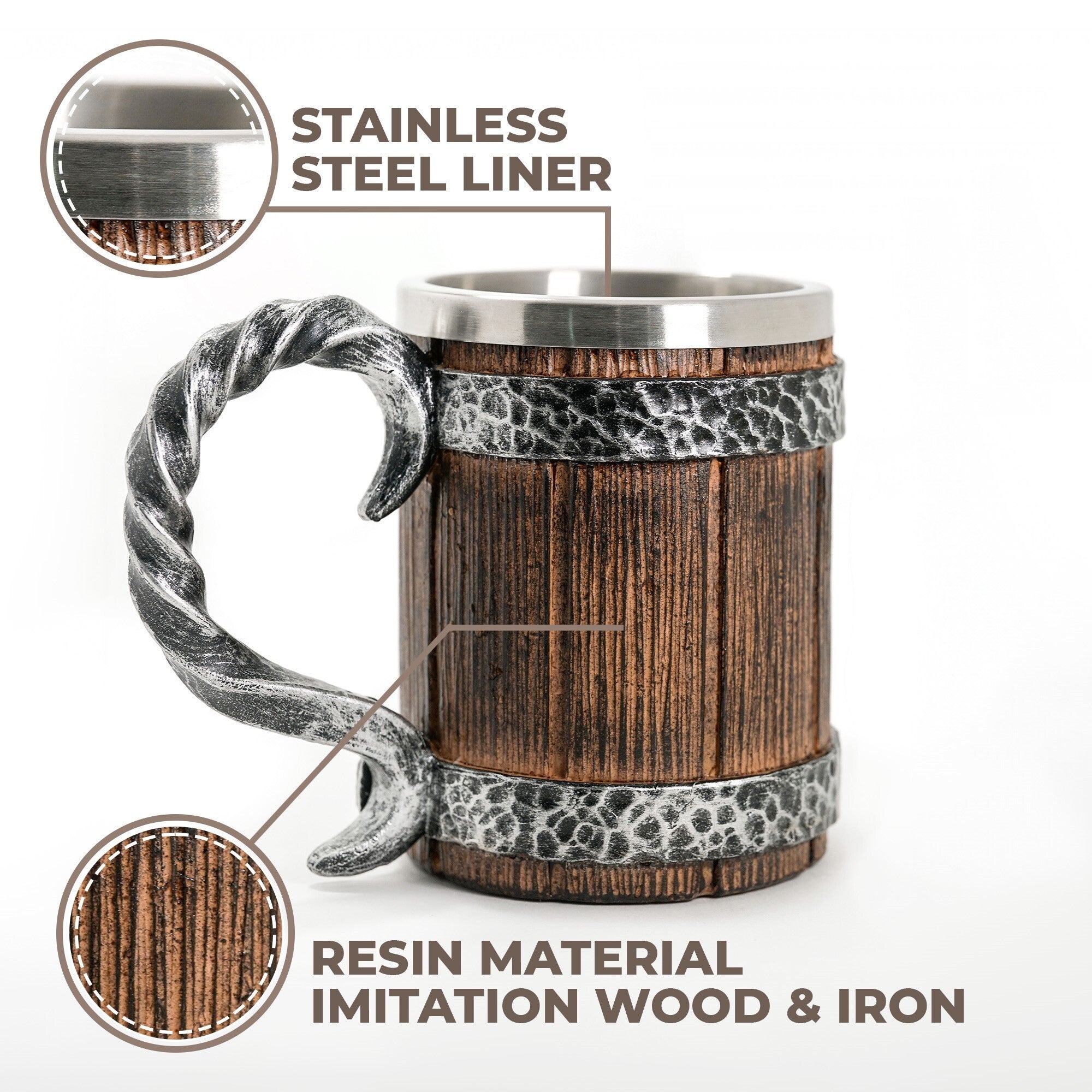 Viking Beer Barrel Tankard – 20 oz Insulated Mug