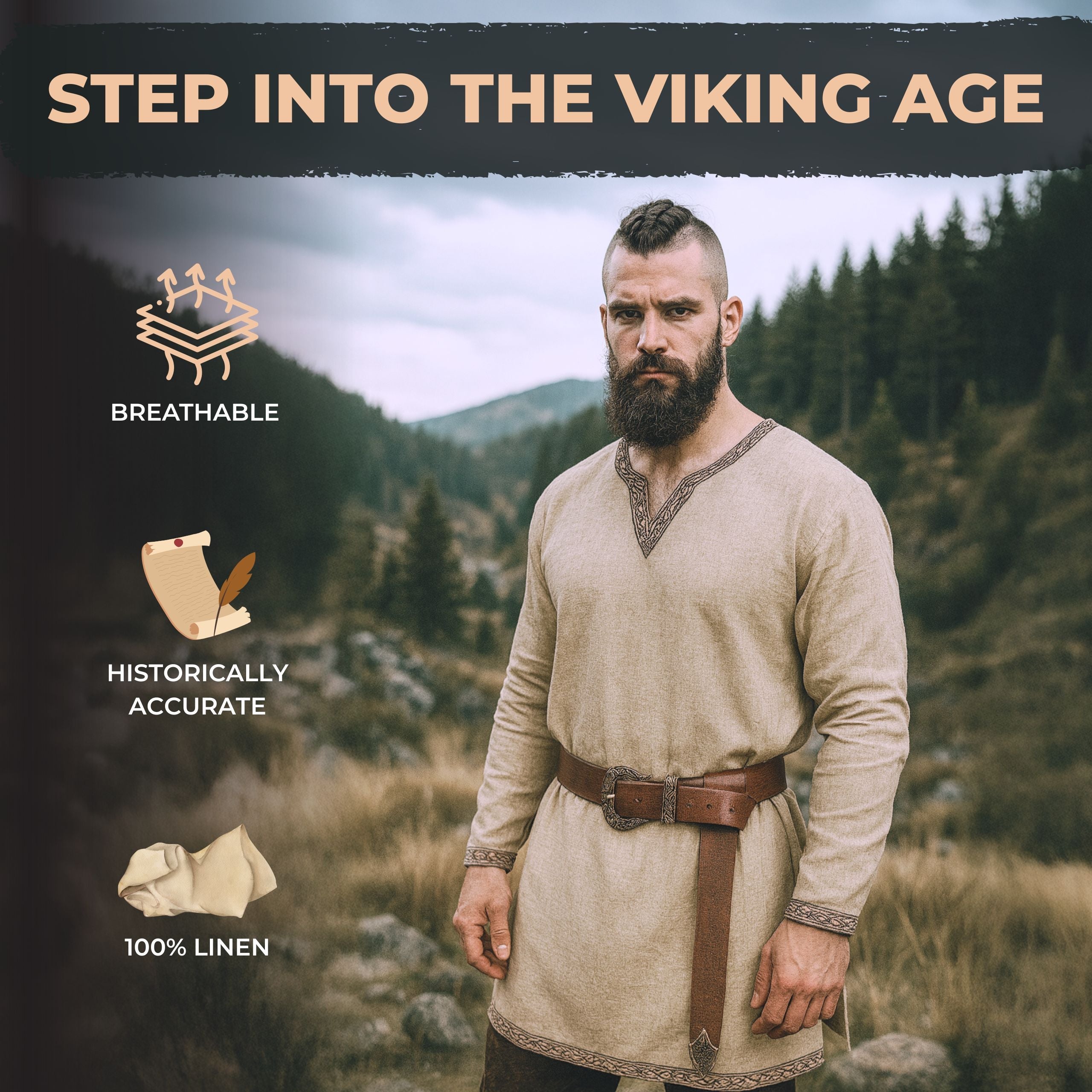 Linen Viking Tunic – Medieval Reenactment Shirt