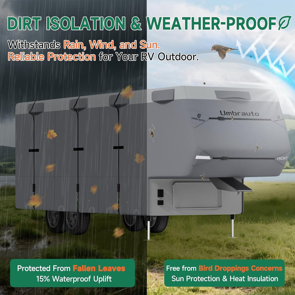 Umbrauto 5th Wheel RV Cover Upgraded 7 Layers Top Anti-UV Waterproof Breathable Camper Covers
