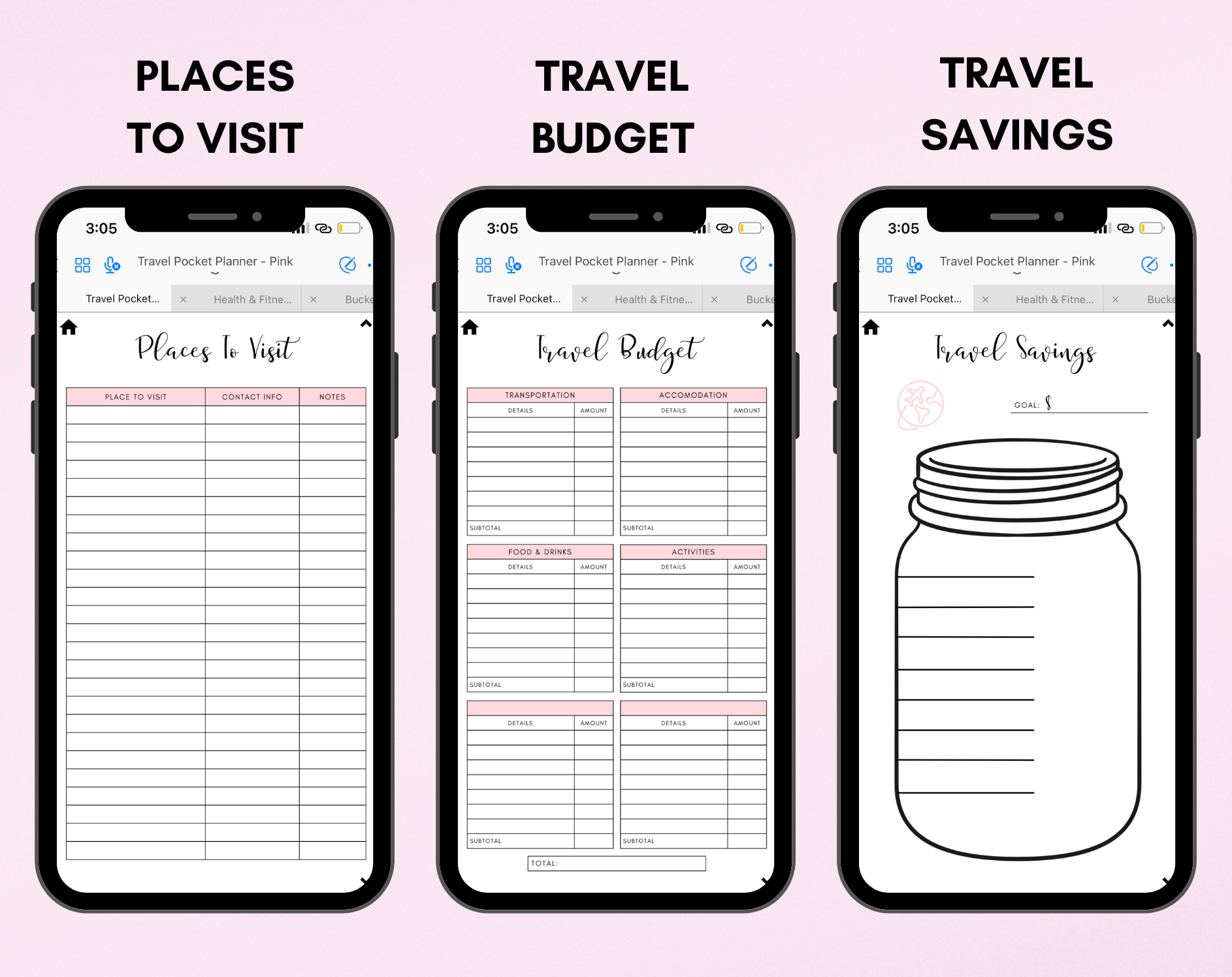 Digital Travel Phone Planner Bundle