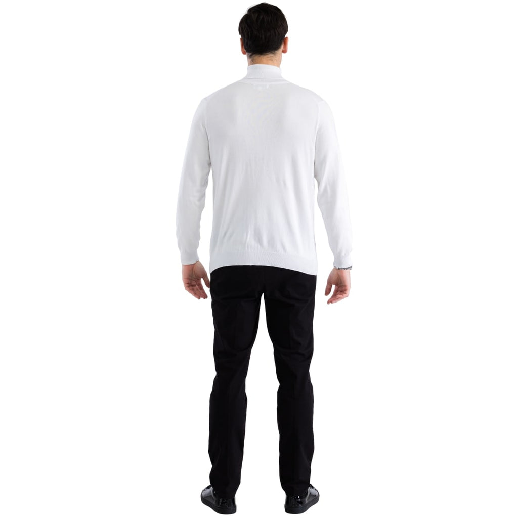 Mens White Pullover Turtleneck Sweater