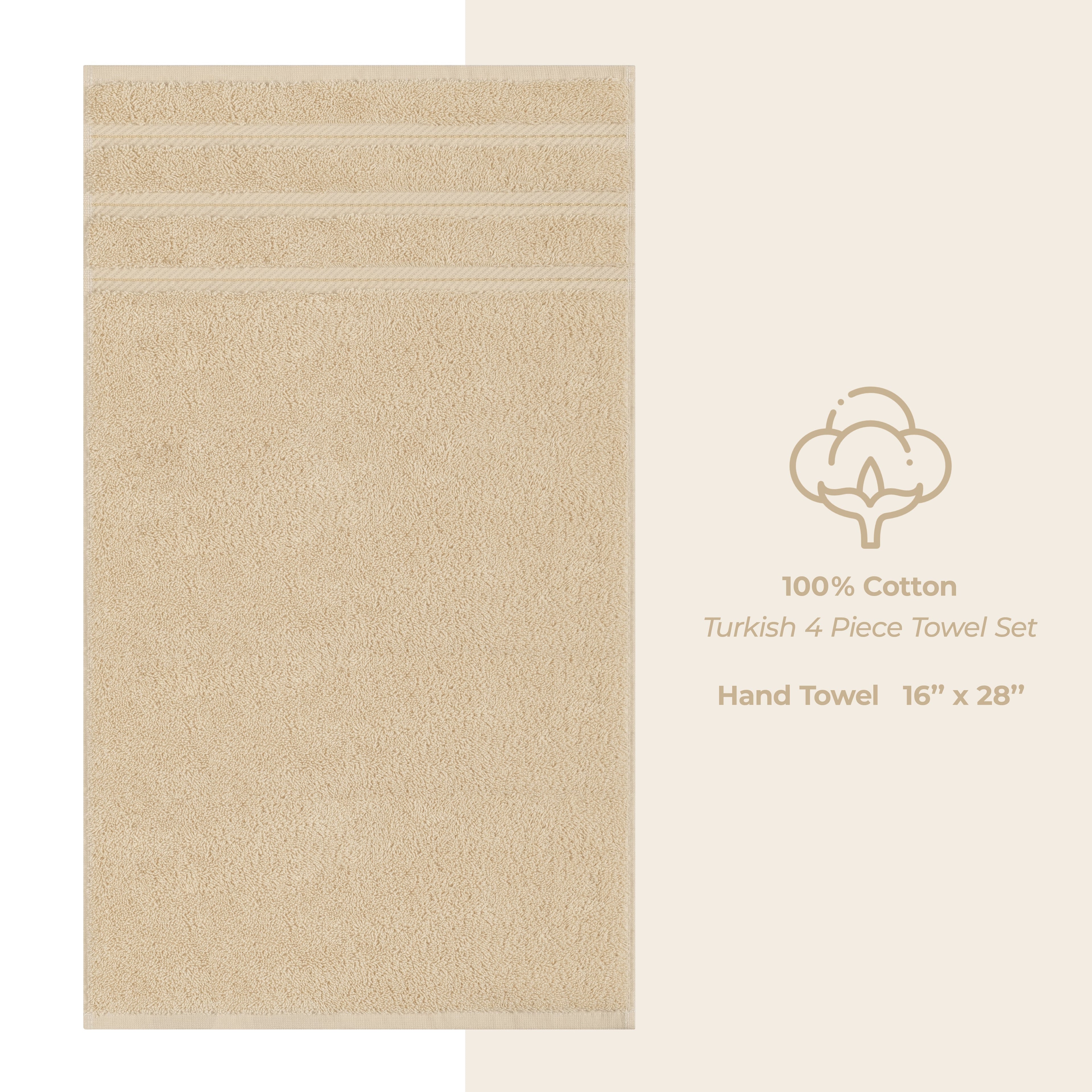 American Soft Linen 100%  Cotton Turkish Towels, 4 Pack Hand Towel Set, Super Soft, Absorbent, Quick Dry Premium Towels