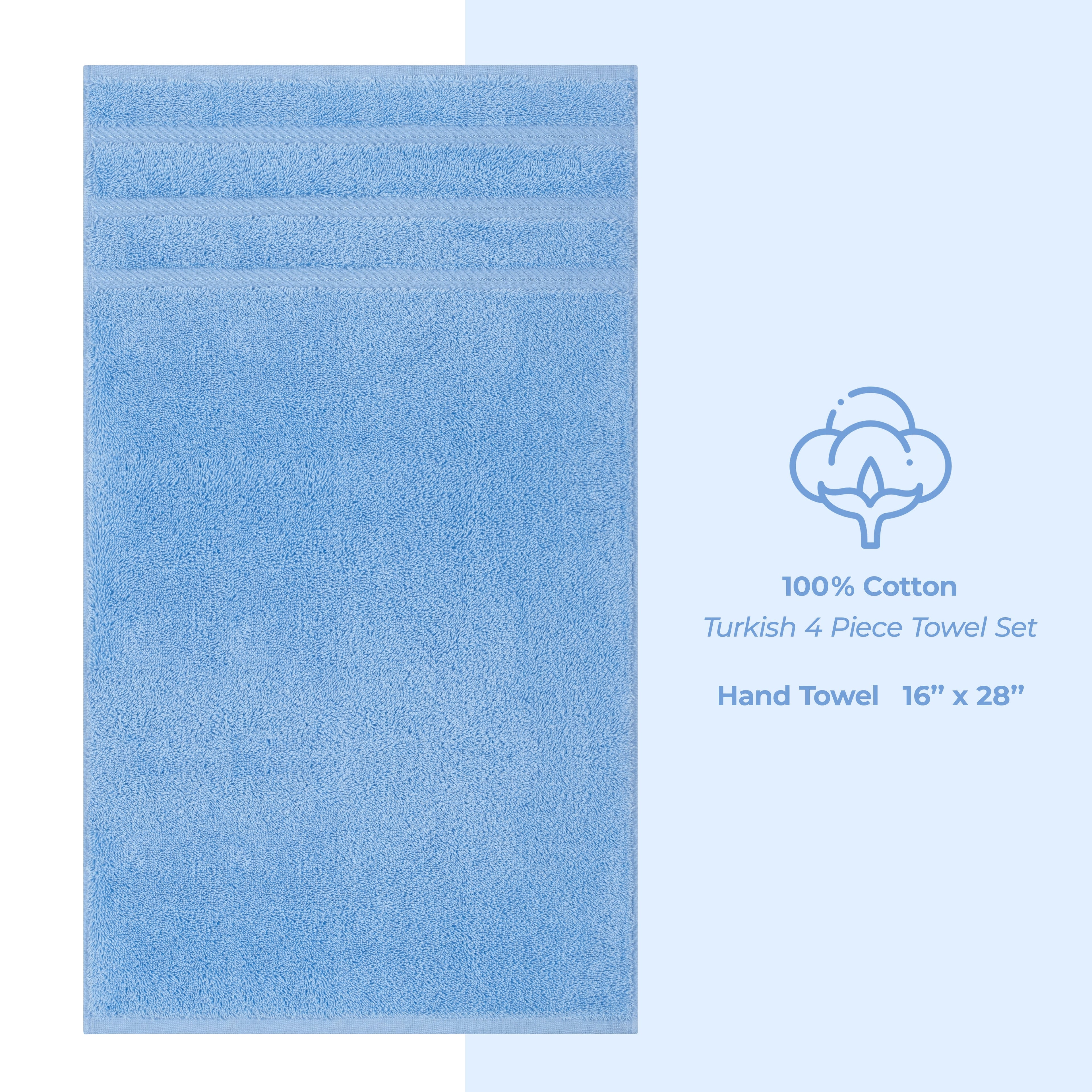 American Soft Linen 100%  Cotton Turkish Towels, 4 Pack Hand Towel Set, Super Soft, Absorbent, Quick Dry Premium Towels