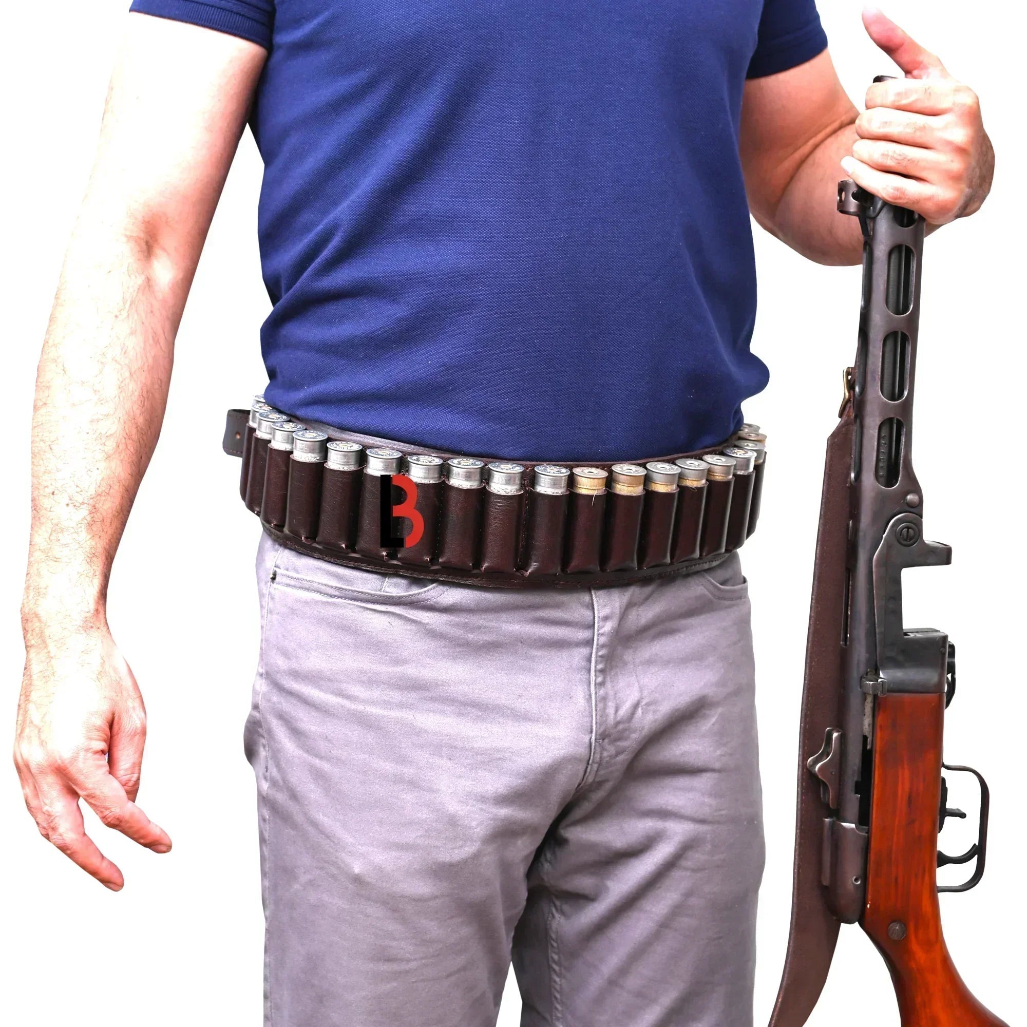 Cowhide Leather Shotshell Bandolier Belt 20-Shell Ammunition Carrier | Hunting Shell Holder