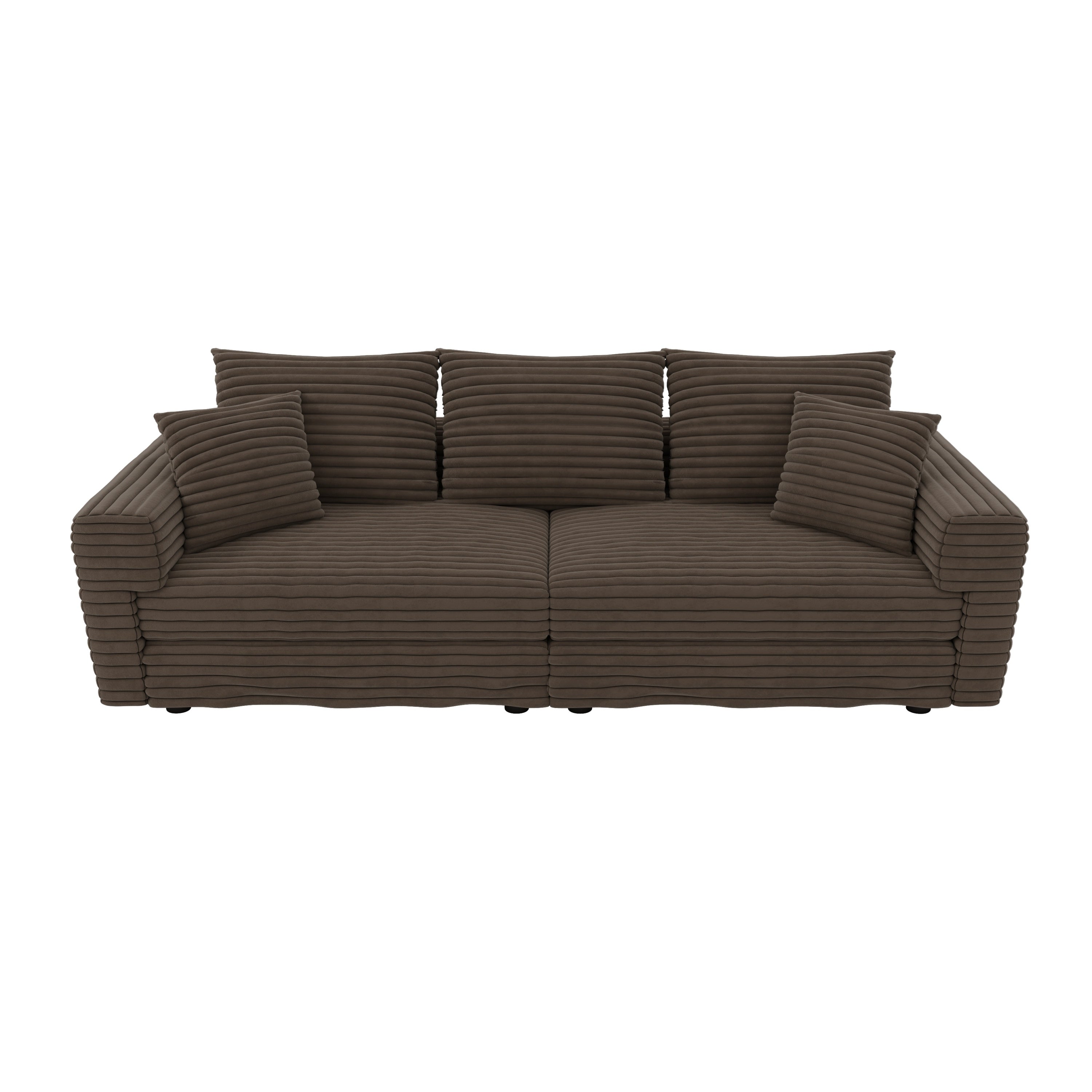 82.7 ' Plush Corduroy 3-Seat Sofa, Modern Comfy Upholstered Sofa Cloud Couch, Deep Seat Couches with Soft Pillows and 1 Ottomans, Convertible Sofa Lounge Chair, for Living Room,Apartment,Office,Camel