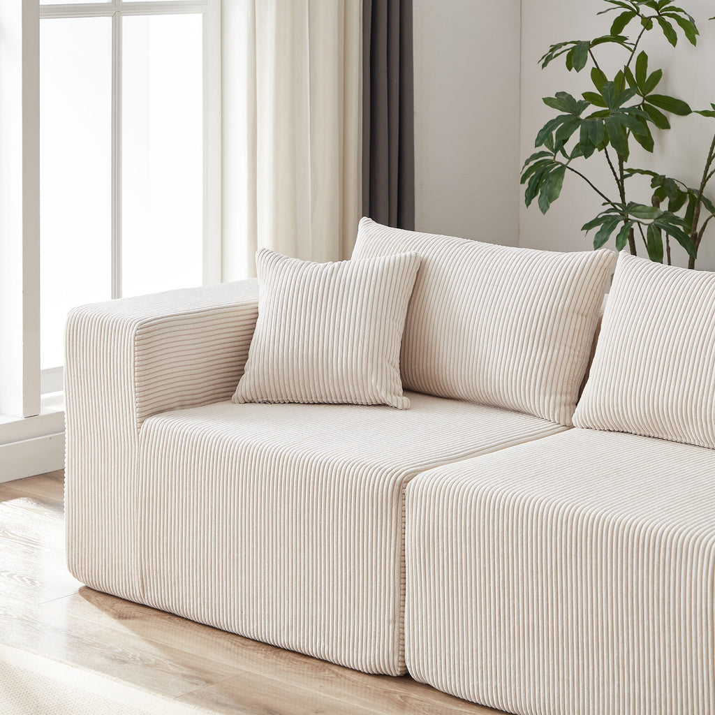 104-Inch Corduroy Modular L Shaped Sectional Sofa,Luxury Floor Couch Set,Upholstered Indoor Furniture,Foam-Filled Compressed Sofa for Living Room,Bedroom,4 PC Free Combination