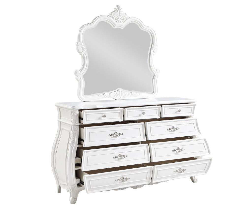 Opulence Modern Style 5 Pc Queen Bedroom Set Made with Wood in Pearl White