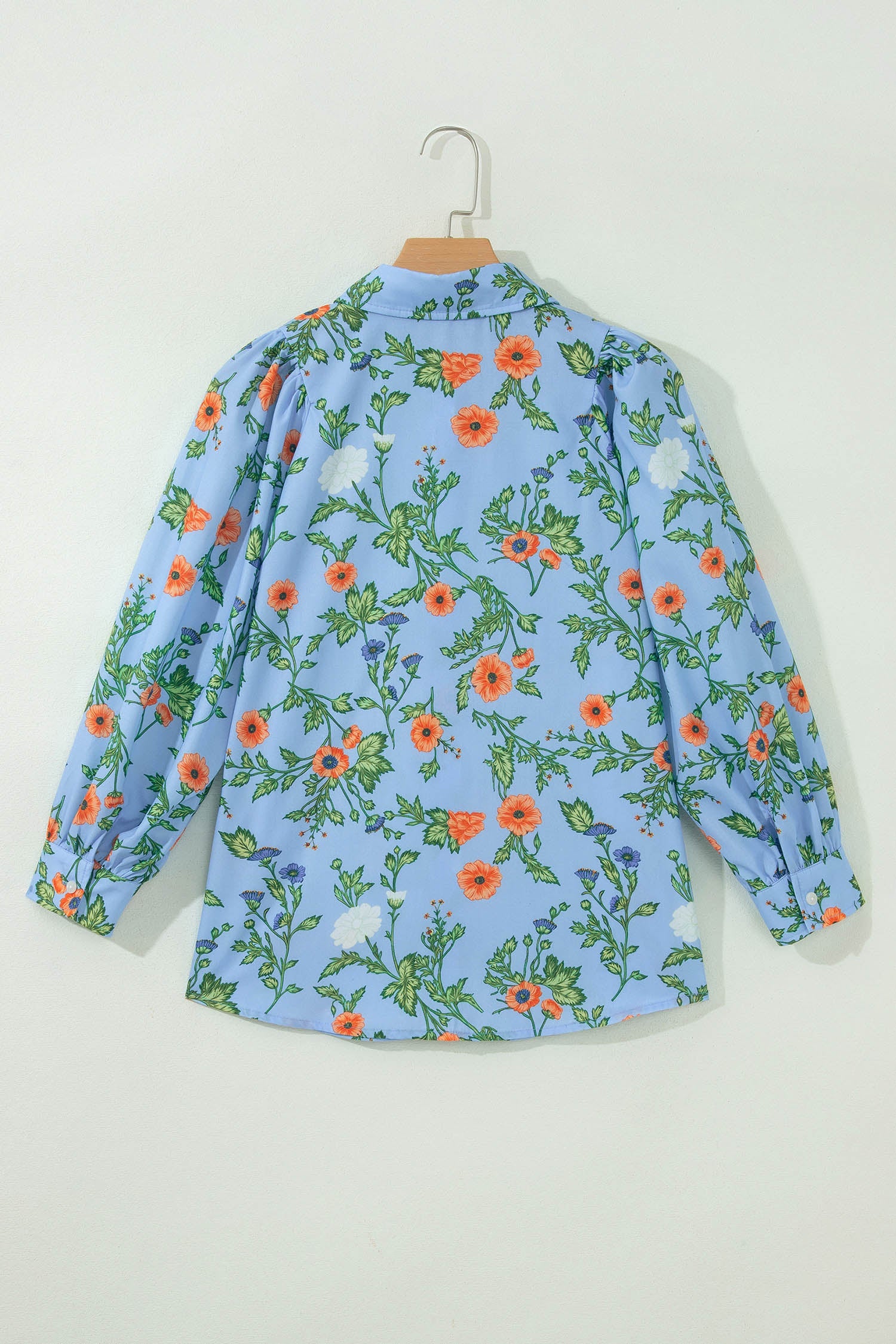Floral 3/4 Sleeve Button Down Collared Blouse