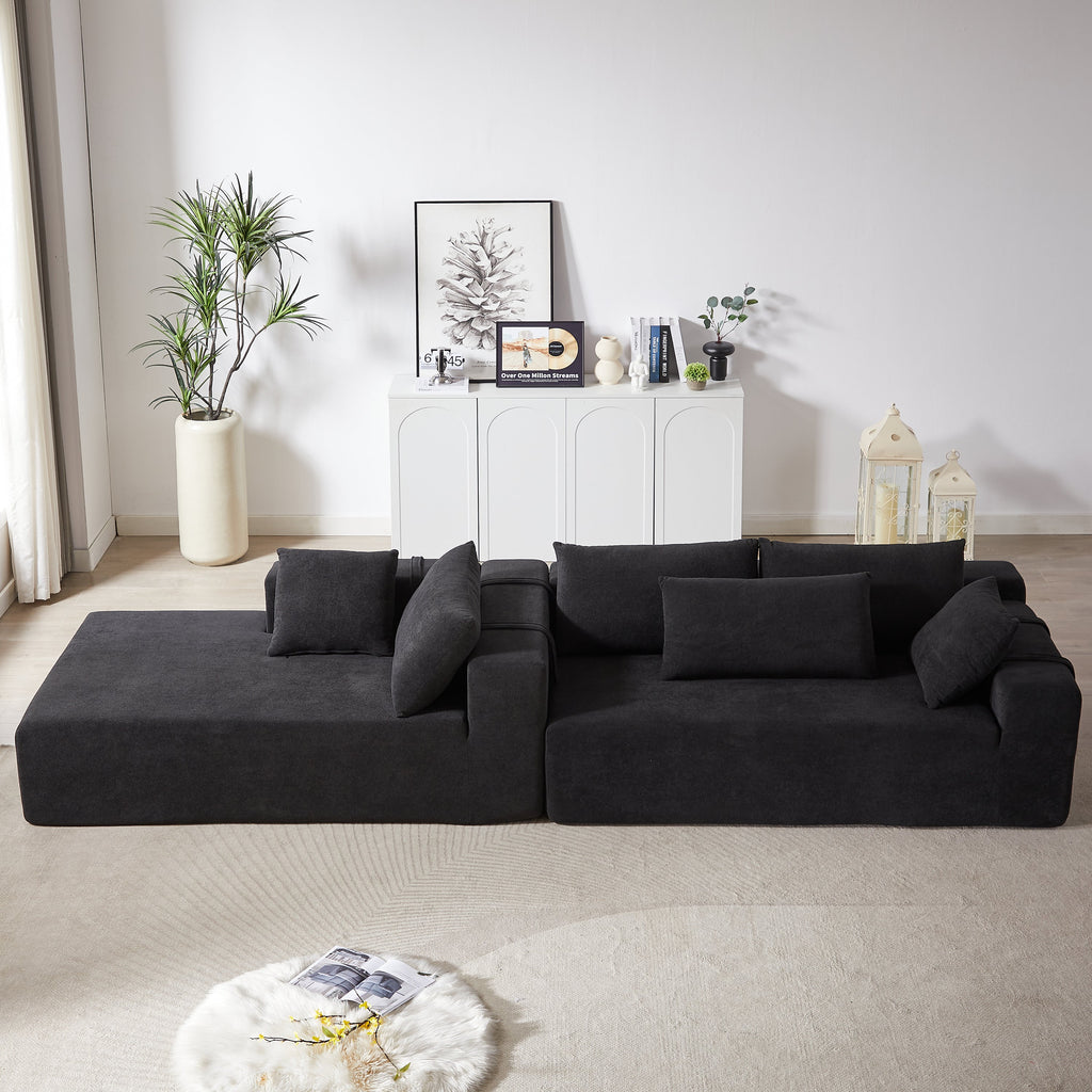 Modern Chenille Upholstered Sectional Sofa Couch Set,Modular 108' L Shaped Sectional Living Room Sofa Set With 6 Pillows,Free Combination Sofa Couch for Living Room,Bedroom(Left Chaise)W834P240009