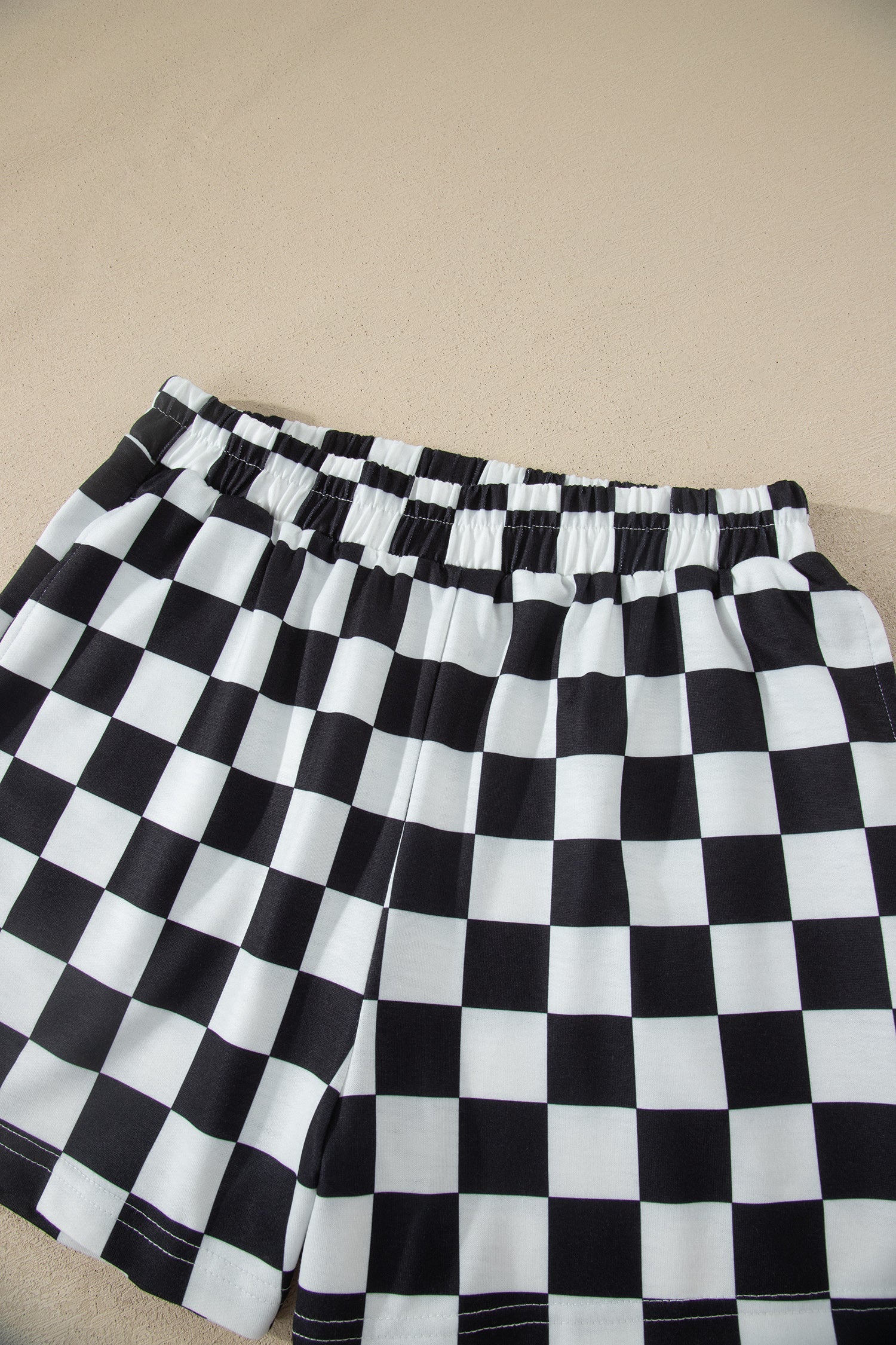 Checker Colorblock Mock Neck Top & Short Set