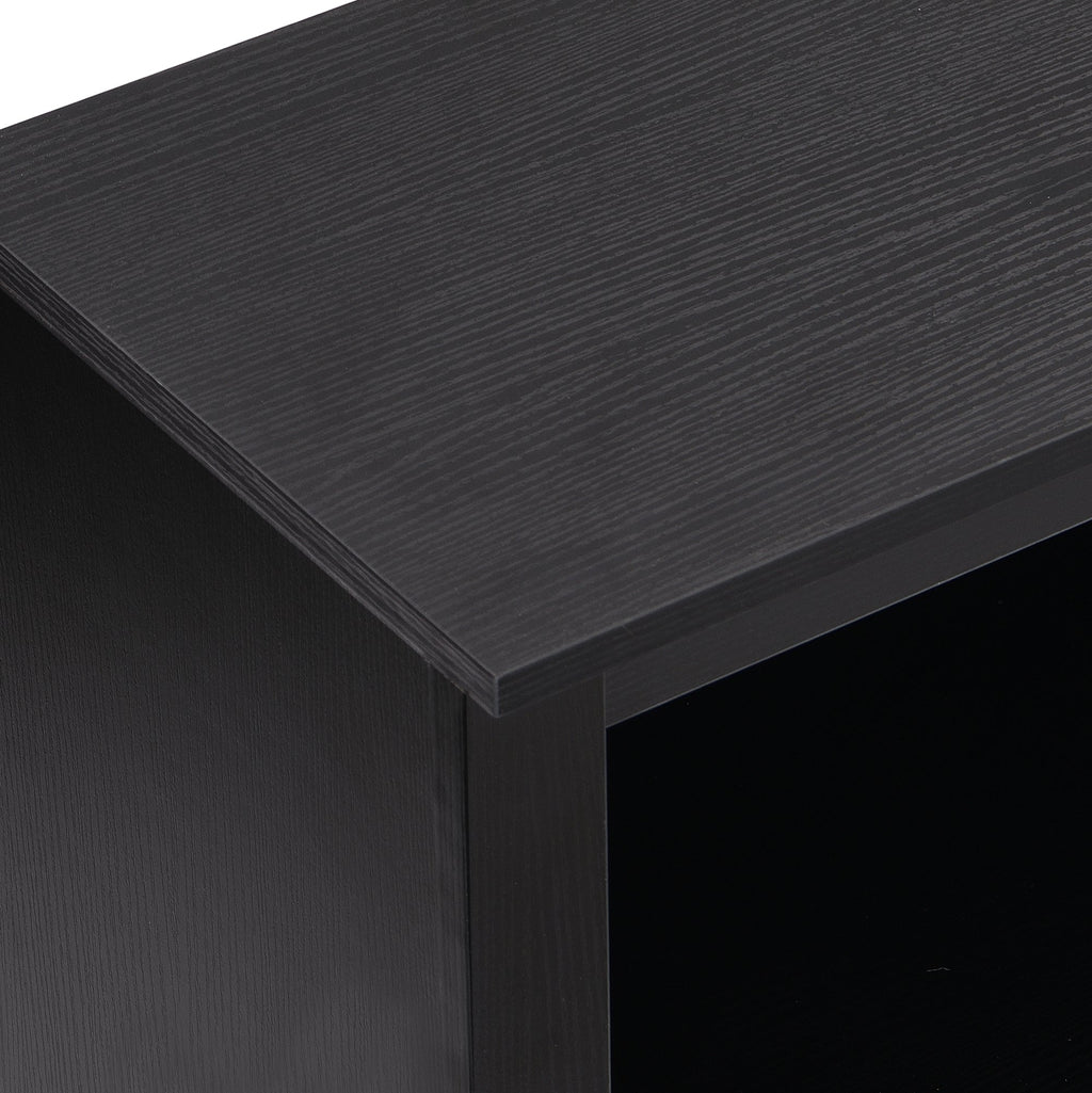ON-TREND Stylish Design 30 Shoe Cubby Console, Contemporary Shoe Cabinet with Multiple Storage Capacity, Free Standing Tall Cabinet with Versatile Use for Hallway,  Bedroom, Black