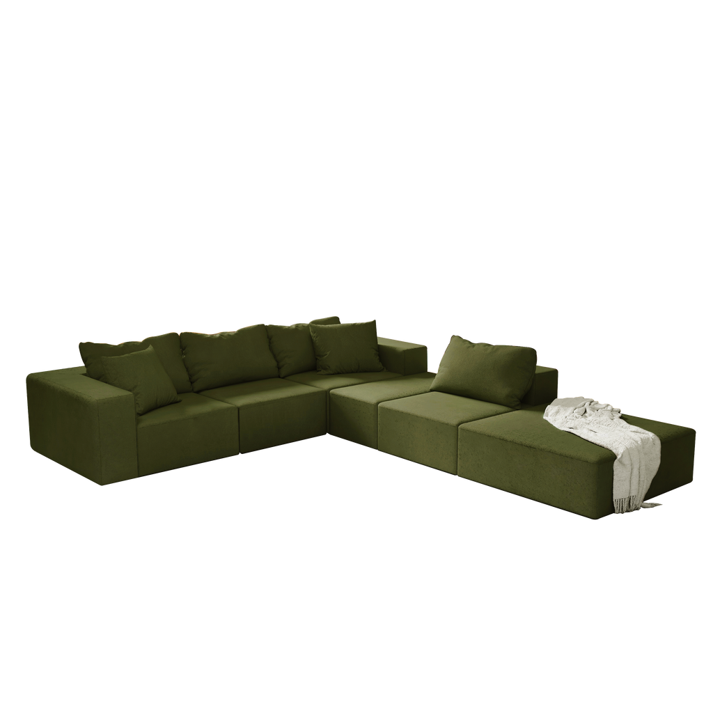 Modern Upholstered Sectional Sofa Couch Set,Modular 132' L Shaped Sectional Living Room Sofa Set With 6 Pillows,Free Combination Sofa Couch for Living Room,Bedroom