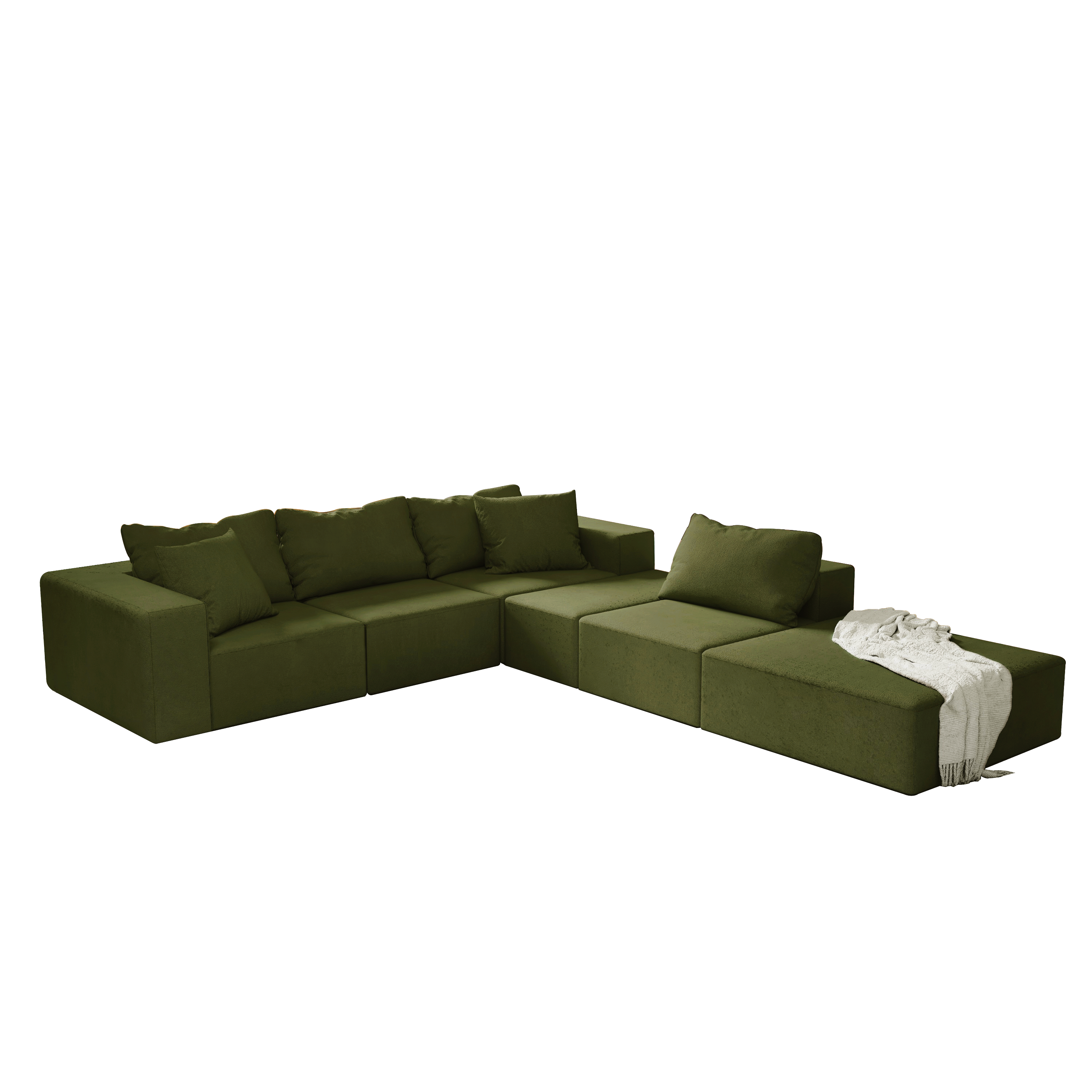 Modern Upholstered Sectional Sofa Couch Set,Modular 132' L Shaped Sectional Living Room Sofa Set With 6 Pillows,Free Combination Sofa Couch for Living Room,Bedroom